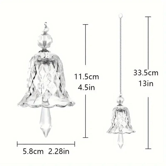 Unici Crystal Suncatcher Bell Pendant – Rainbow Glass Wind Chime for Christmas & Home Decor
